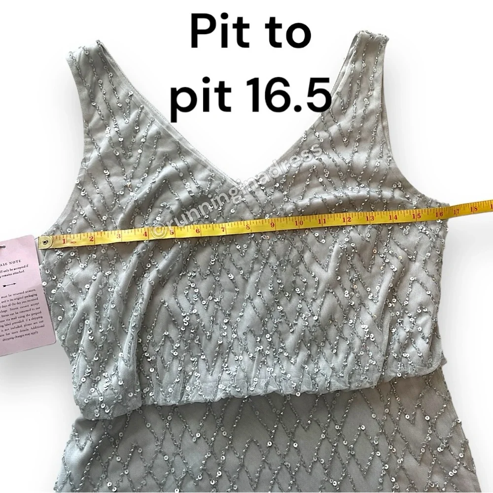 NWT BHLDN Anthropologie Blaise Gown Silver Gray Hand Beaded Geo Dress 8 - Picture 12 of 15